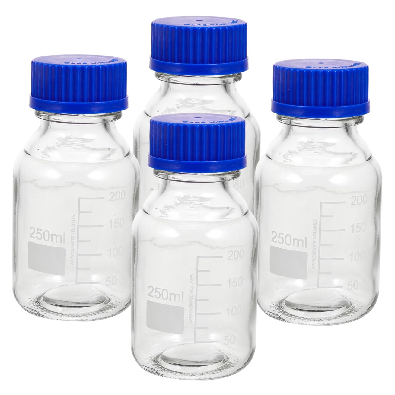 4pezzi Flacone Di Vetro Per Reagenti Flaconi Di Vetro Vuoti Con Tappi Vite Design Graduato Resistente Agli Urti Per Conservazione Di Liquidi e Campioni in Laboratorio Aula e Casa
