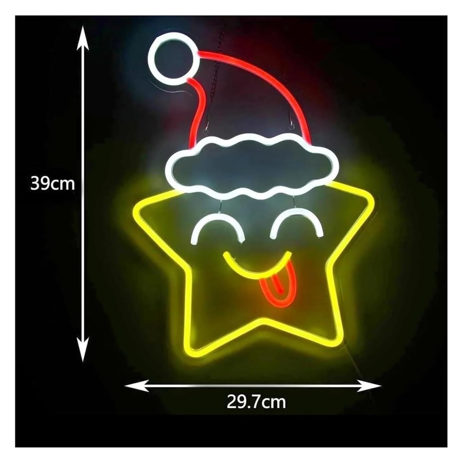 Segno di luce al neon Lampada al neon con scritta "Star Wearing A Hat" decorazione da parete a LED per camera letto bar negozio 29,7cm×39cm