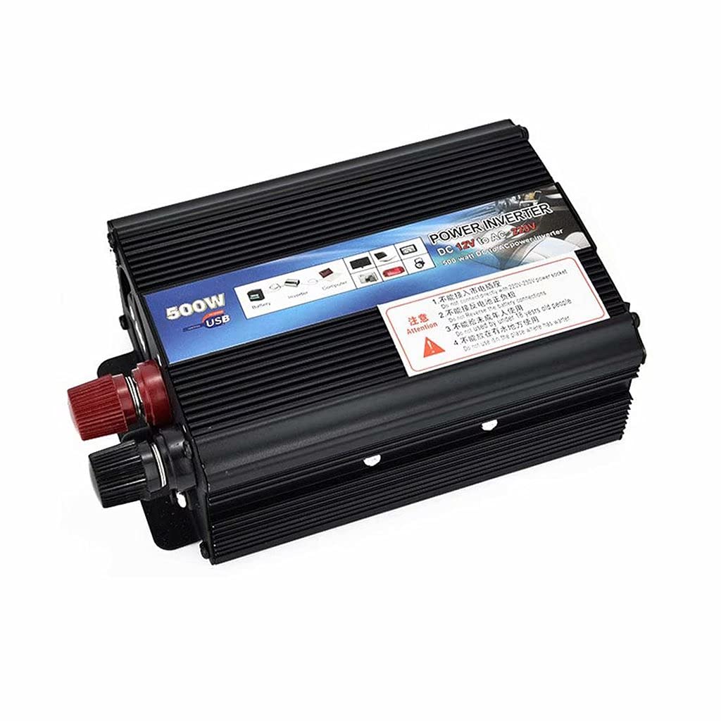 inversor 500W / convertidor de Voltaje DC 12V / 24V a AC 110V 230V / inversor de Coche con Toma de Corriente Europea y Conexiones USB, 24Vto110V