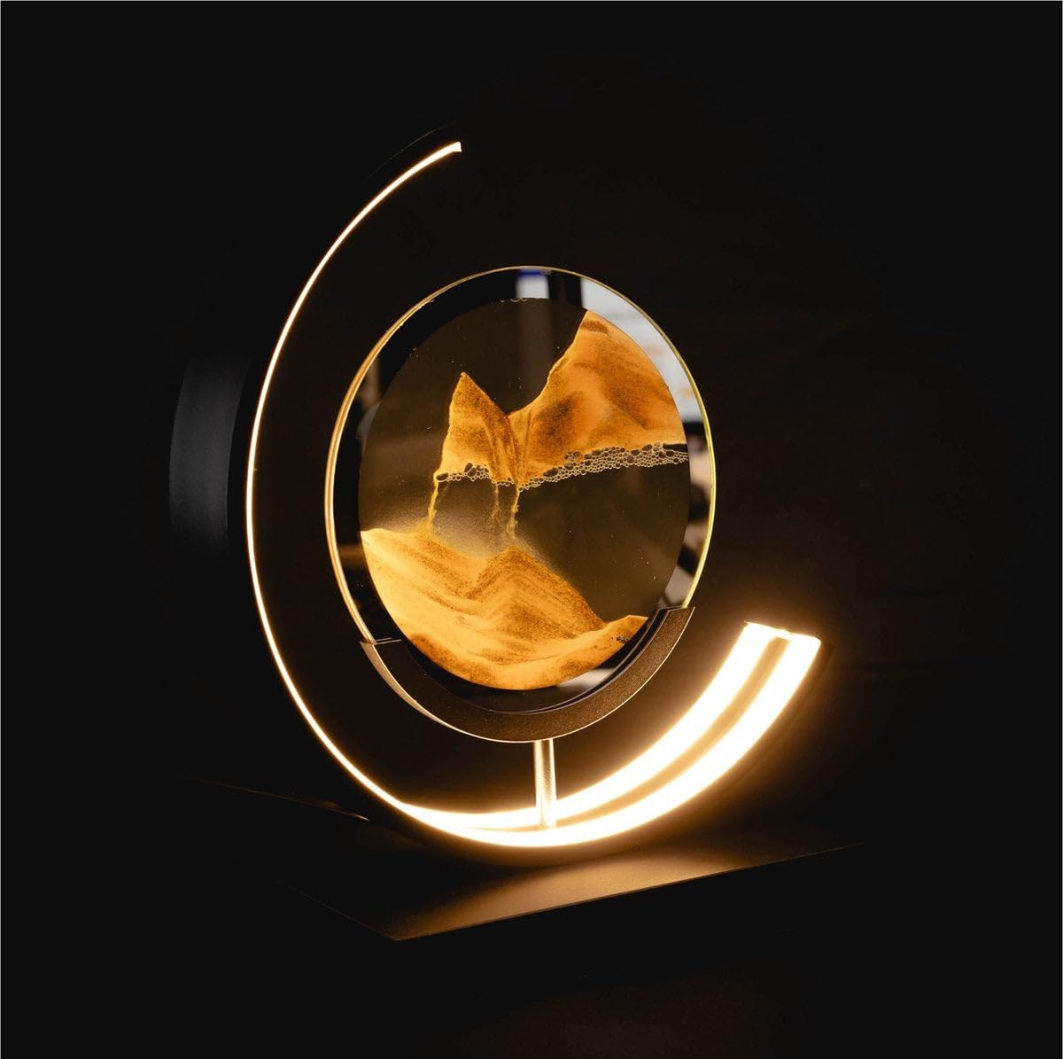 Luxus europe - Treibsand Tischlampe - Gold - Bewegte Sandkunst - Sanduhr-Lampe - Sandkunst in Glas - Schreibtischlampe - LED - Dimmbar - Industriell und modern - Nachtlicht für das Schlafzimmer