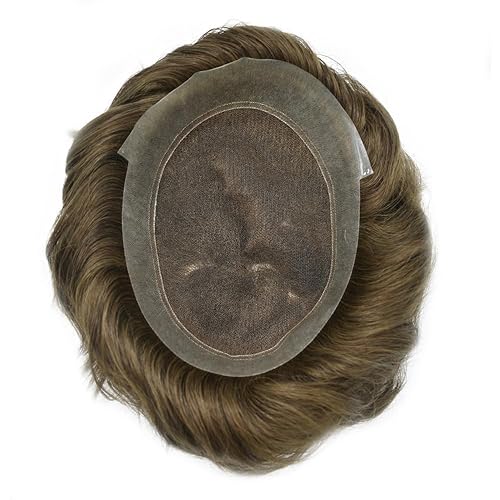 Miniatura 6 de Toupee para hombres Cabello humano real suave encaje francés para hombre Toupee sistema de reemplazo de cabello para hombres postizos tupé para