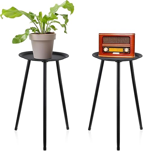 2 piezas de 11.6 x 20.8 pulgadas de alto, soporte de metal para plantas de interior, mesa auxiliar pequeña, mesa auxiliar redonda para maceta, sala disponible en Yaxa Venezuela