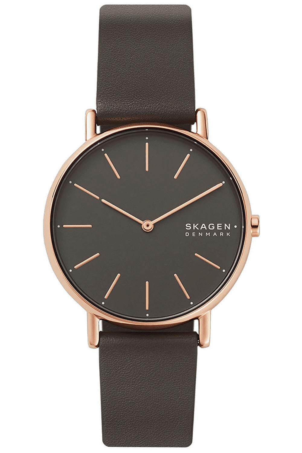 Skagen Watch for Women Signatur, Two Hand Movement, 38 mm Rose Gold Stainless Steel Case with a Eco Leather Strap, SKW2794