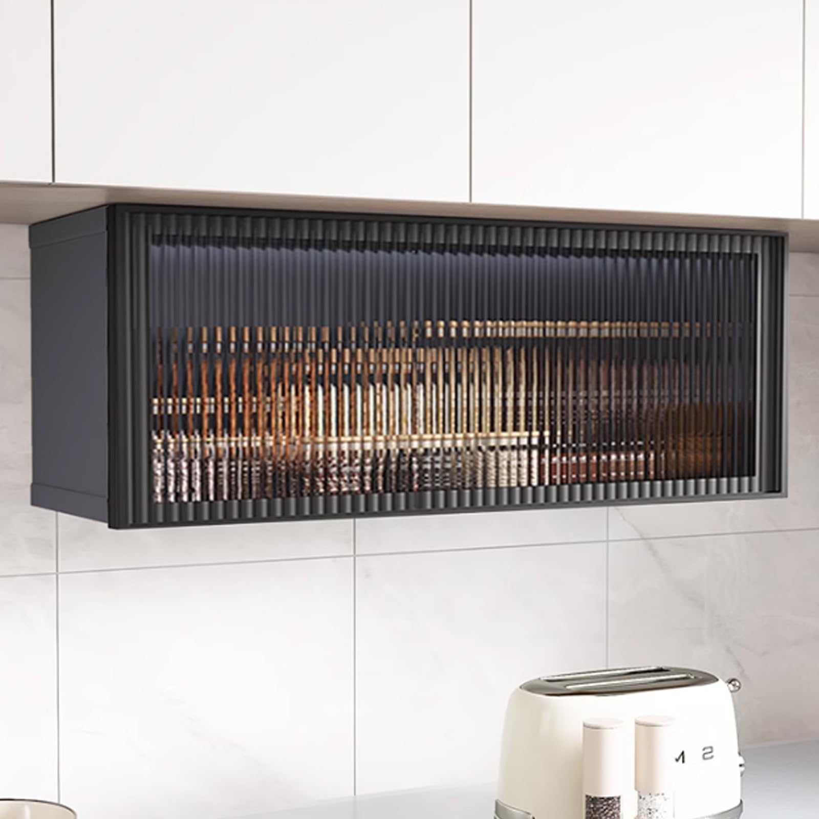 Armoires de cuisine murales en aluminium rangement porte en verre épices