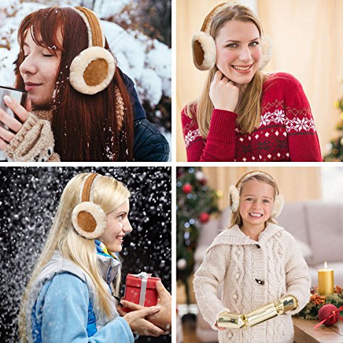 Ear Warmers In 6 Colors - Classic Unisex Earwarmer Outdoor Earmuffs For Sports&Personal Care by Aurya (Red Knitted) - Thumbnail 5