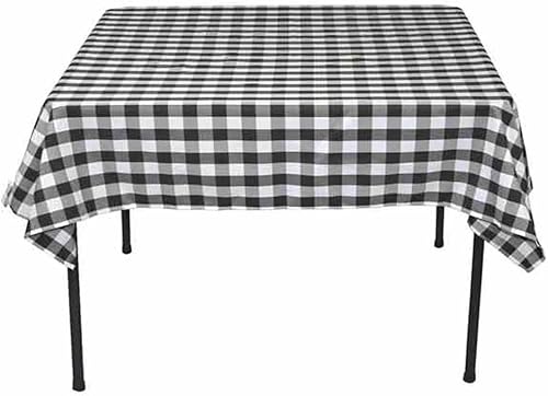 Runner Linens Factory - Mantel cuadrado (53.9 x 53.9 in), color blanco y negro