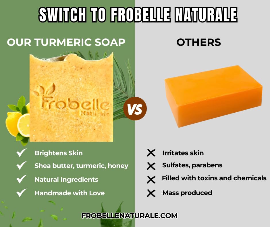 Miniatura 4 de Frobelle Naturale Turmeric and Lemon Honey Soap - for Face and Body  Brightens Skin, Reduces Acne, Fades Dark Spots, Improves Hyperpigmentation,
