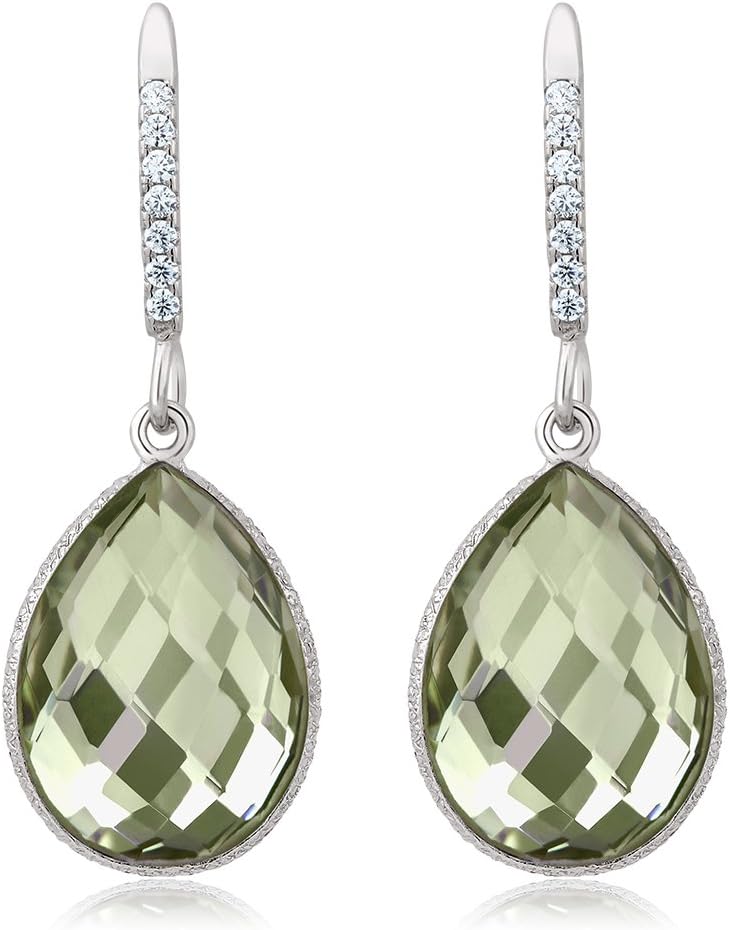 Gem Stone King 19.50 Cttw Green Prasiolite Pendant and Earrings Jewelry Set For Women | 925 Sterling Silver | Pear Shape 16X12MM | With 18 Inch Silver Chain - Image 4