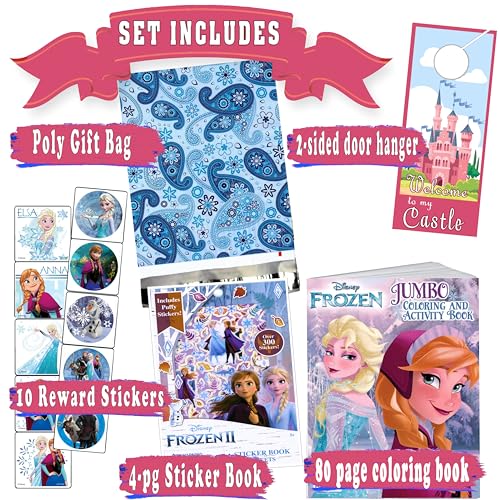 Disney Studios DS-62016 Disney Frozen Coloring Book Set With Frozen Stickers - Bundle Includes Frozen 80-Pg Coloring Book, Frozen Stickers, 3-D Puffy Stickers, Castle Door Hanger, In Gift Bag thumb #1