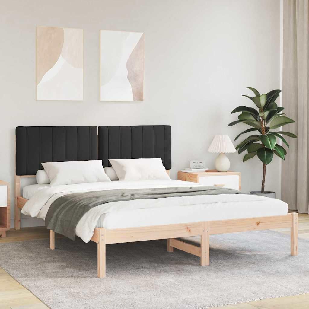 Tapicerowane Lite Drewno Sosnowe Nowoczesny Design 160 x 200 cm Czarny