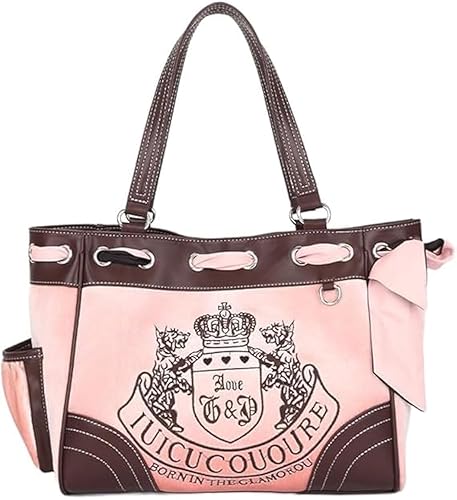 LAKEDREAM Y2K Women Vintage Retro Chic Embroidery Velvet Shoulder Bag Large Capacity E-girls Tote Bags Shopping Handbags - Pink