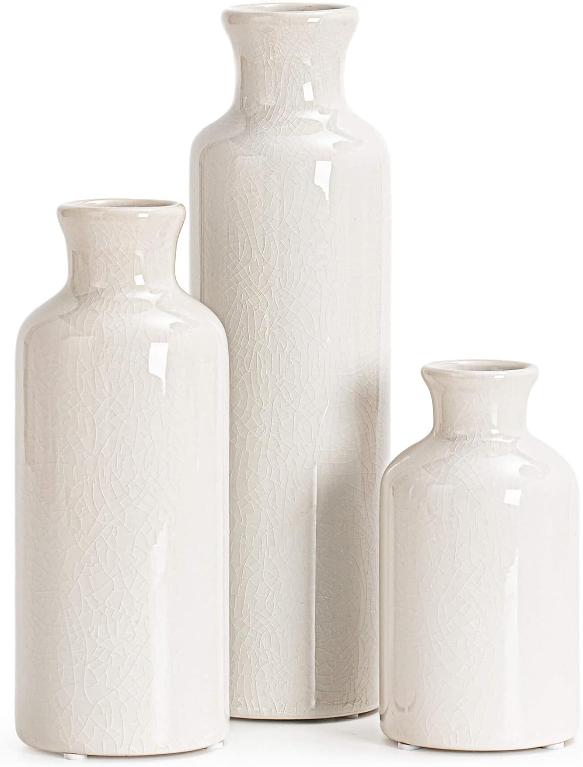 White Ceramic Vases Set of 3