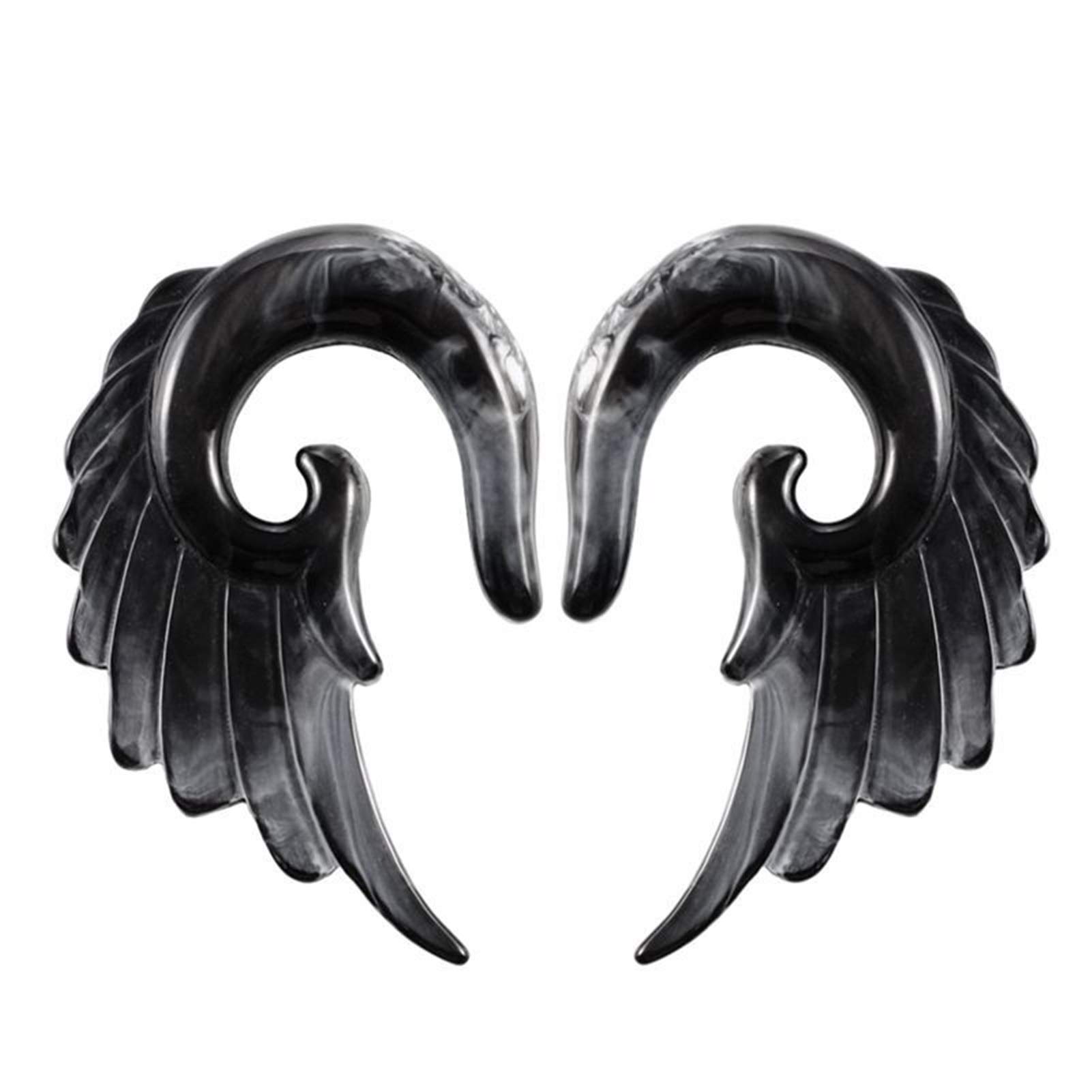 Homeilteds Grey 2Pcs Angel Wings Acrylic Ear Taper Jewelry Black Spiral Ear Taper Plug Stretcher Piercing Ear Expander Plugs (Main Stone Color : 8Mm, Metal Color : )
