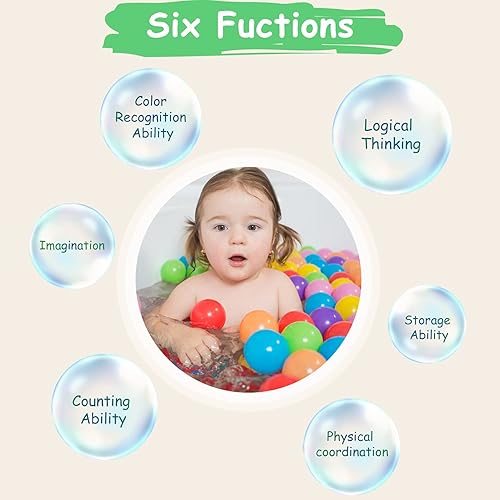 Miniatura 4 de Vanland 100 bolas de bolas para bebés y niños pequeños sin ftalatos plástico a prueba de aplastamiento 7 colores brillantes en juguetes