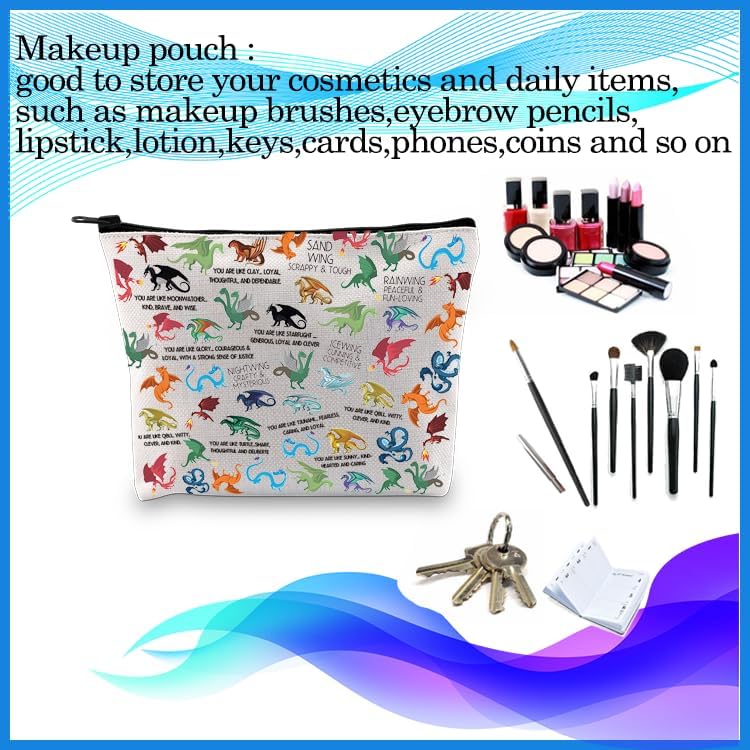 PXTIDY Dragon Novel Book Lover Gift Dragon Makeup Bag for Dragons Lovers Manga Series Tribes Novel Cosmetic Bag - Image 3