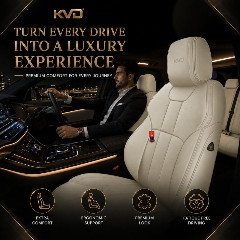 Image of KVD AUTOZONE Superior Leather Luxury Car Seat Cover Compatible with Maruti Suzuki Swift Dzire Full Beige (5 Year Warranty) - D083 /56