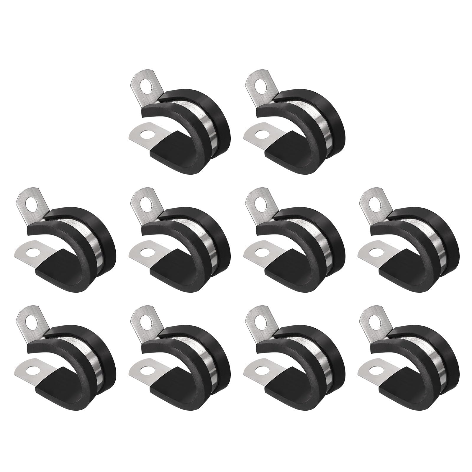 Unifizz 20Pcs 13/16 Inch(20mm) Cable Clamp, Rubber Cushioned Insulated Clamp 304 Stainless Steel R Shape Bracket Metal Hose Clamp Tube Holder for Pipe Wire Tube