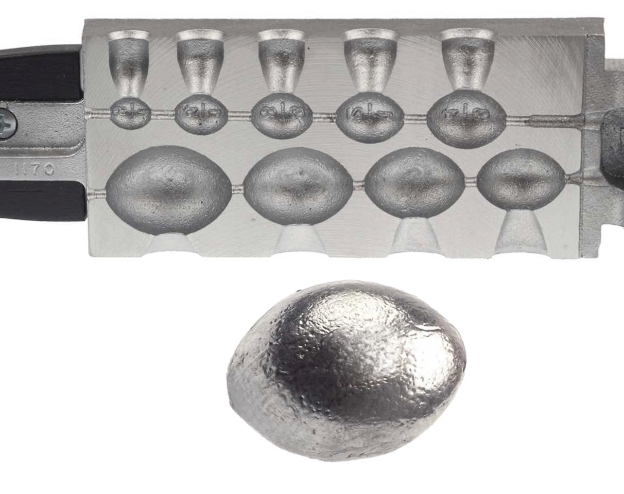 Do-It Egg Sinker Mold 1/8, 1/4, 3/8, 1/2, 3/4, 1, 1 1/2, 2, 3oz (11 Cavity Total) One Pull Pin Included Do it Mold 1170 Egg Sinkers