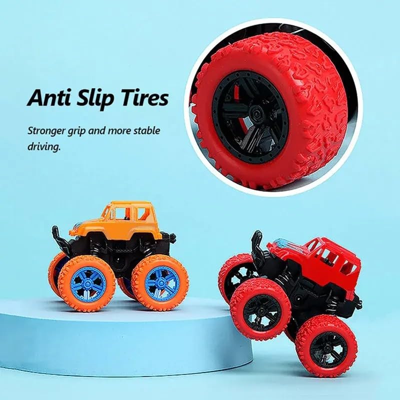 Image of 4x4 Mini Monster Truck Toy Pack of 4 - Friction Powered Push & Go Off-Road Vehicles for Kids Age 2-8 | 360 Drift Stunt Cars, Toy Trucks for Boys & Girls | Birthday Gift (Colors May Vary)