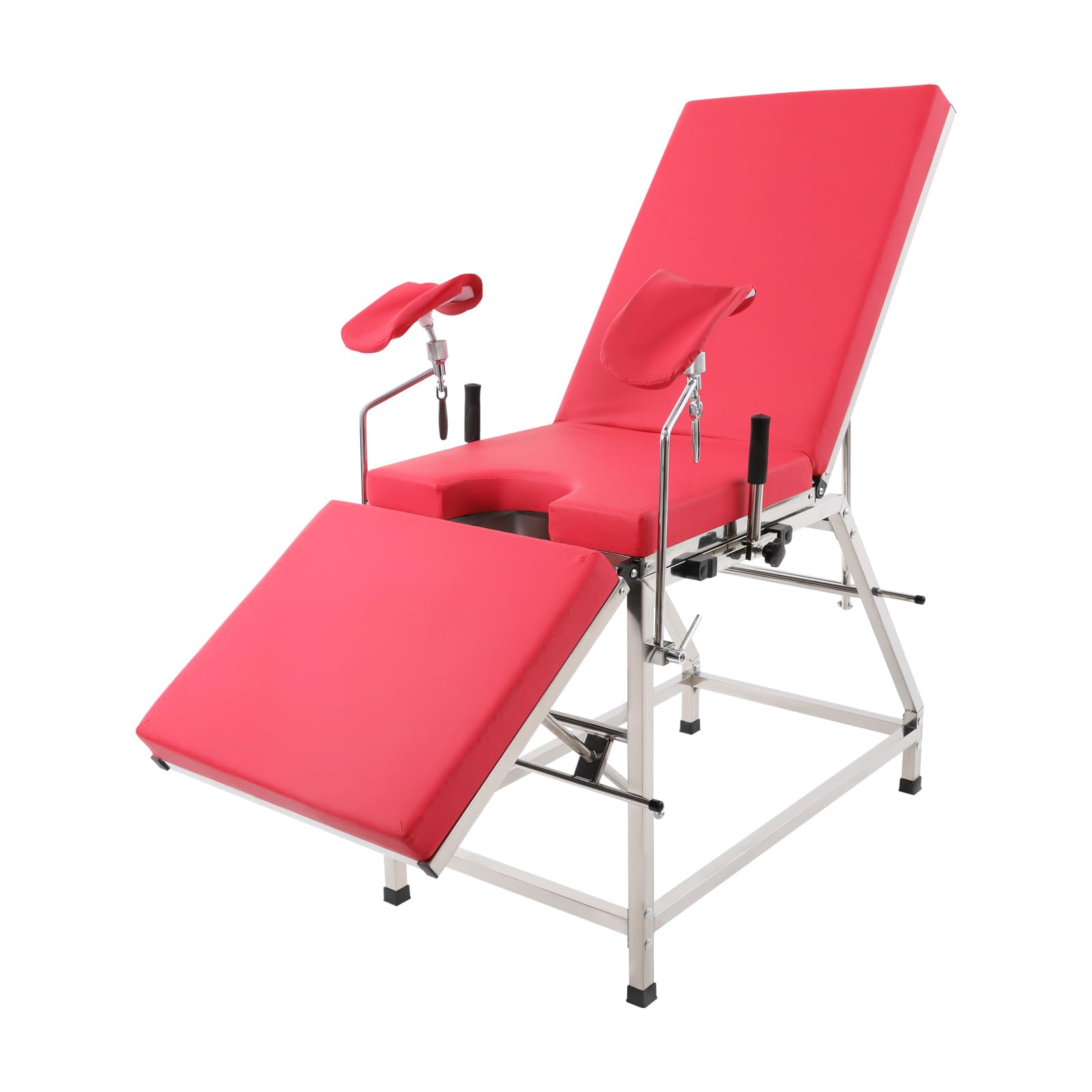 Sedia ginecologica, sedia da esame GYN, schienale e gamba, design regolabile, max 200 kg, per cliniche, ospedali (rosso)