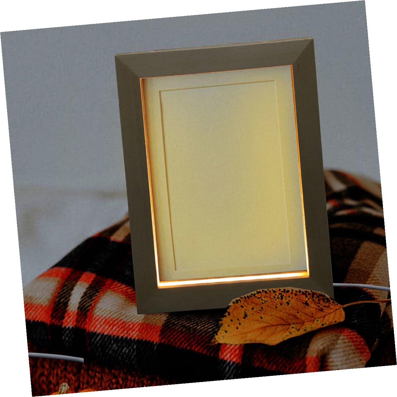 ORFOFE 2 Marcos de Fotos de Madera Maciza Luz LED Cálida Usb, Marco Decorativo 3d para Exhibición y Luz Nocturna, Tamaño 170x130 Mm, Adecuado para Decoración de Hogar y Oficina