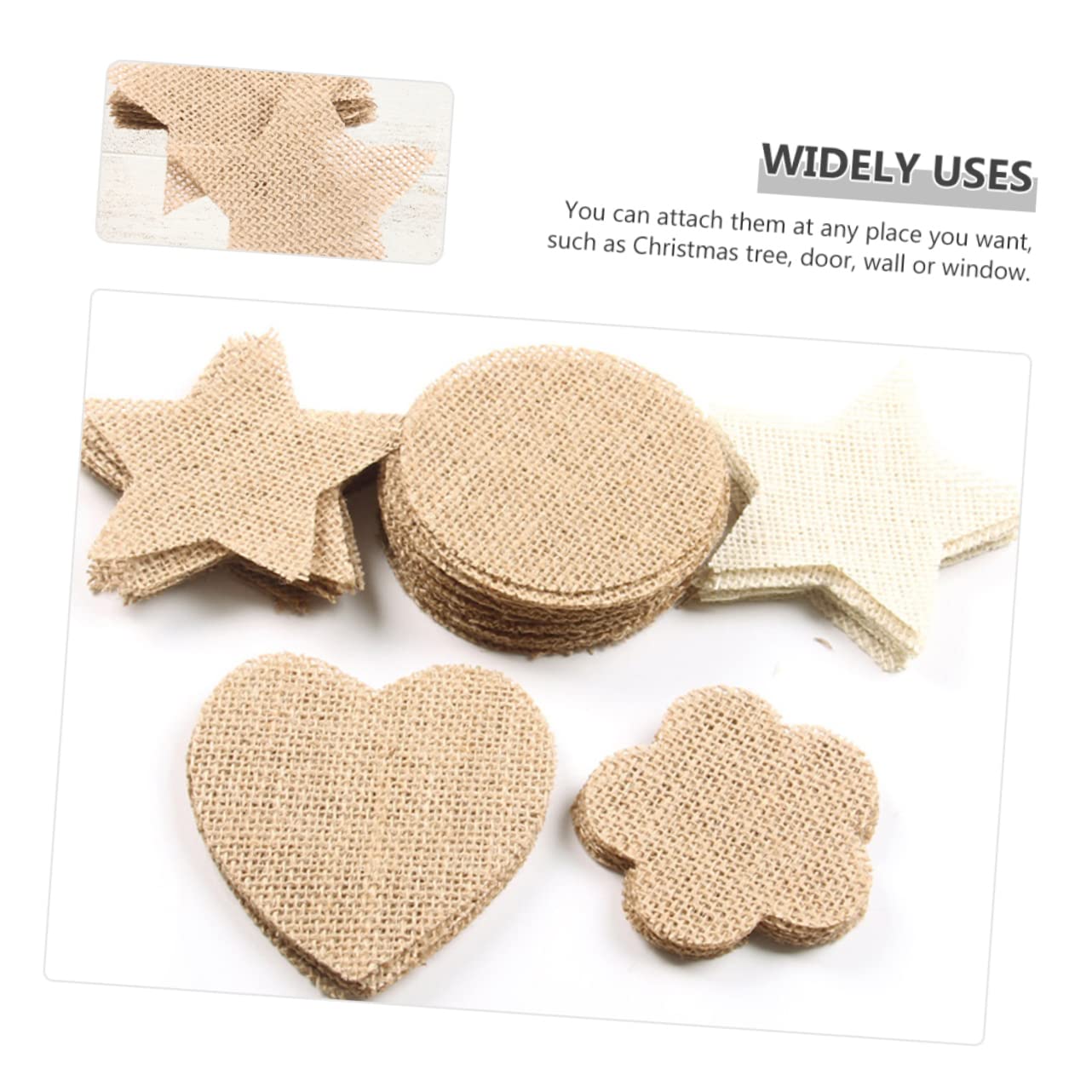 SEWACC 100piezas Adornos Navideños De Para Decoración De Árbol Puerta y Pared Estrellas De Yute Para Manualidades De Navidad
