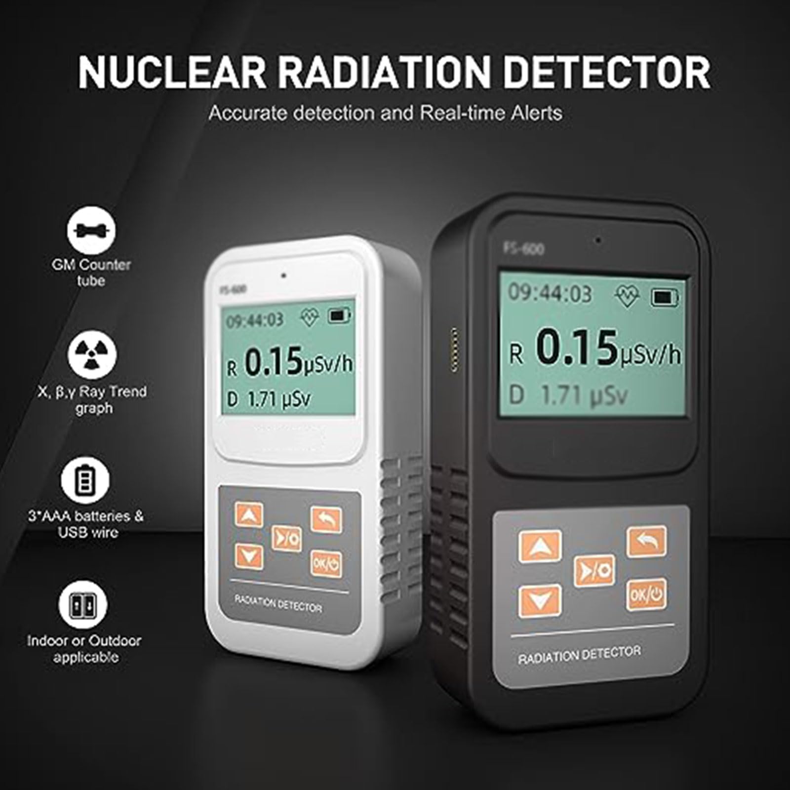 JITEM Geiger Zähler, professionell, hochgenau, radioaktiver Detektor, Messgerät, Beta-Gamma-Röntgenstrahlung, Datentester, Marmor-Dosimeter, Nuklearstrahlungsdetektor, Dosierungsalarm mit LCD-Display,