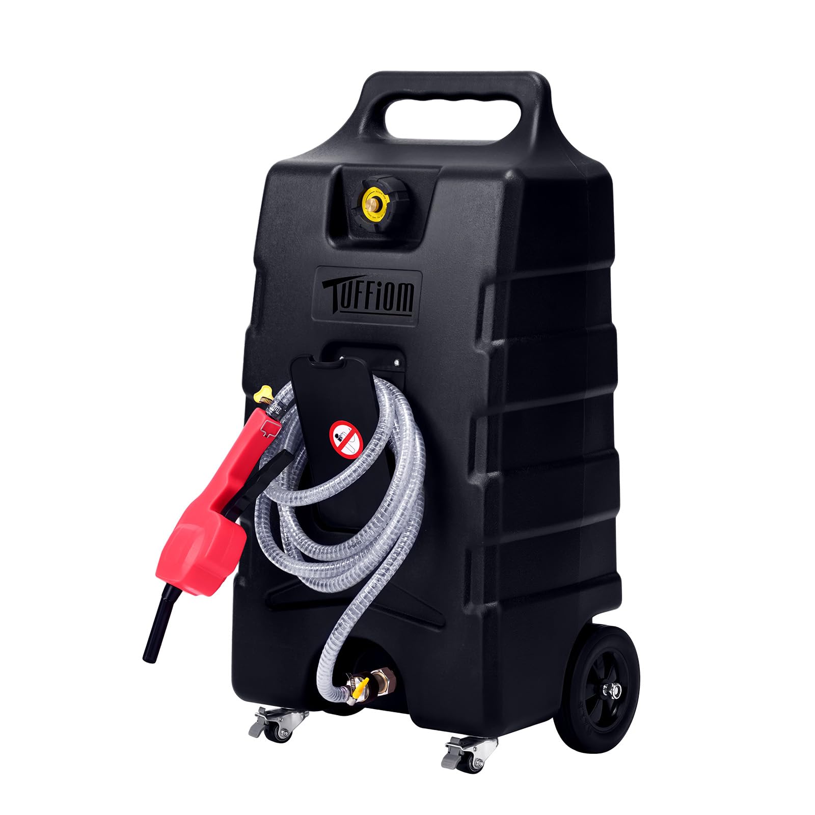 TUFFIOM 15 Gallon Fuel Gas Caddy with Wheels and Manual Transfer Pump