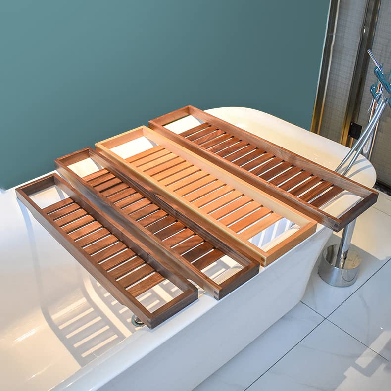 Bandeja de baño de nogal 70x22 cm para tabletas y libros 8