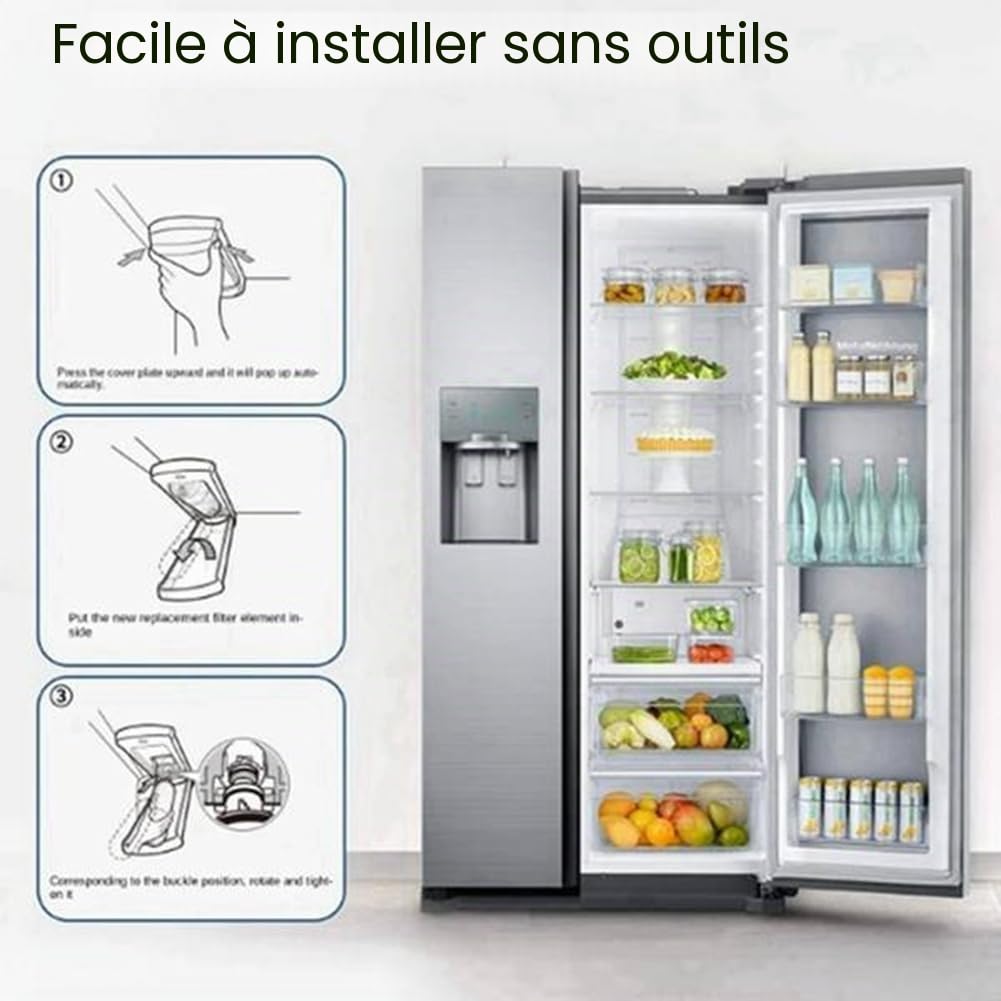 Semeany Lot de 3 filtres à eau pour réfrigérateur DA97-17376B Élément filtrant pour réfrigérateur 3 couches filtration efficace
