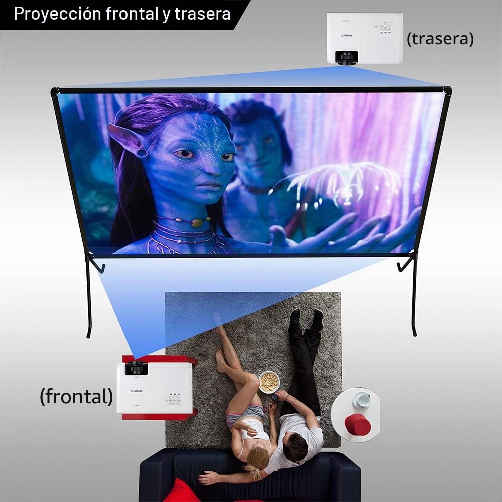 Pantalla Proyector de 3,80 Metros, Lienzo con Soporte 16: 9 HD Plegable para Interior/Exterior, Pantalla proyector para casa, Fiesta, Oficina, Aula