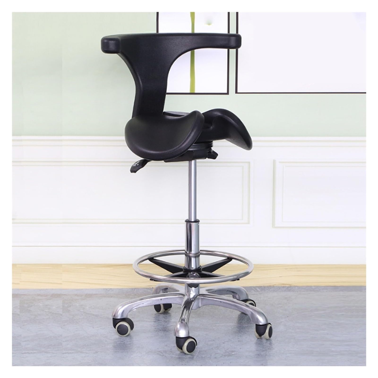 METTEOR Saddle Stool Ergonomic Saddle Chair Comfortable Saddle Stool with Wheels for Drafting Lab Clinic Dentist Salon Massage Office (D Large)