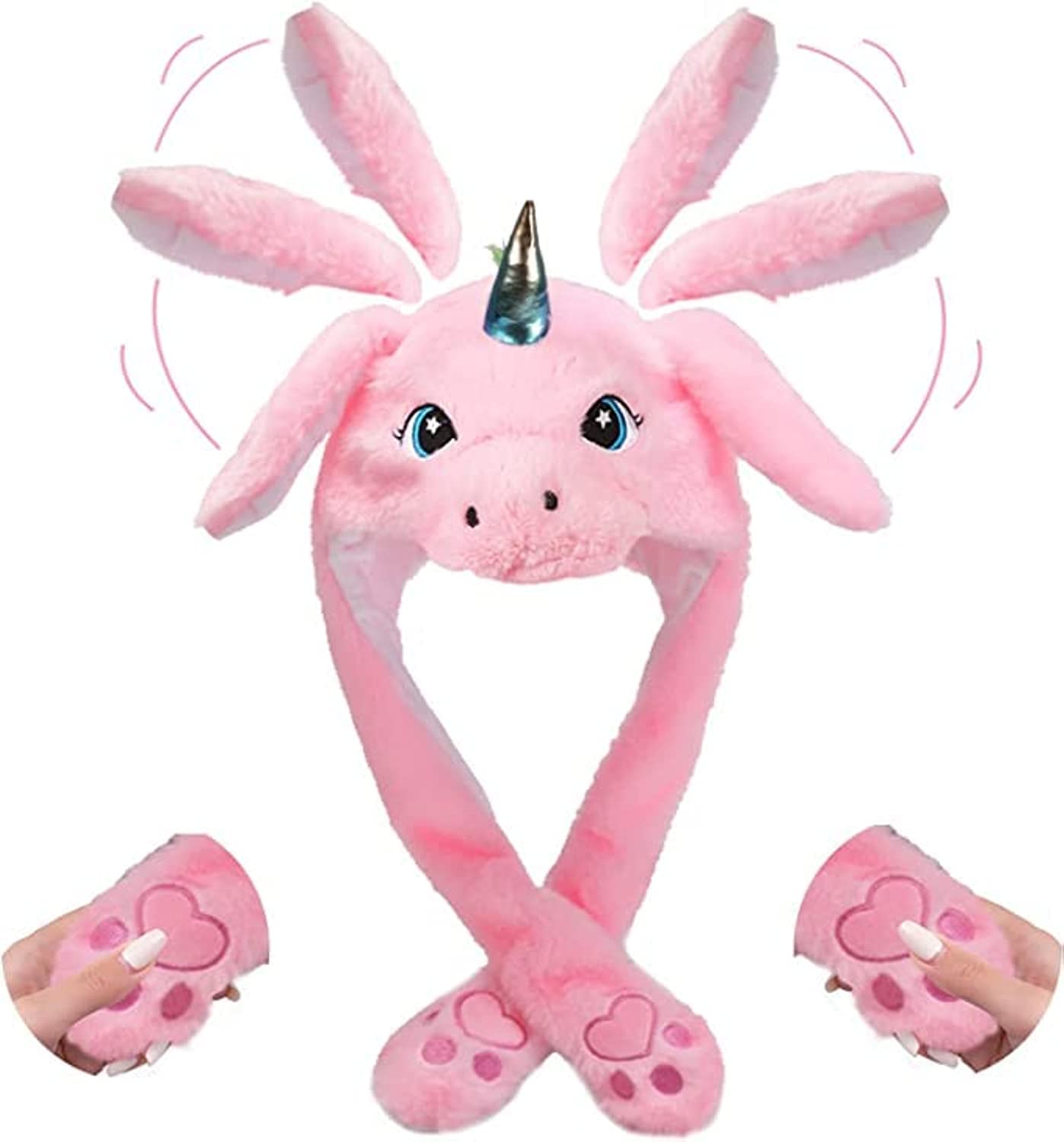 PLUSPOINT Ears Moving Unicorn Caps with led light Glowing Caps Dancing Ears Press Paws to flip ears with lights Headwear Cute Plush Animal Funny Hat, Plush Caps for Girls Women Kids Baby (B0974V5TGP) Amazon Price History, Amazon Price Tracker