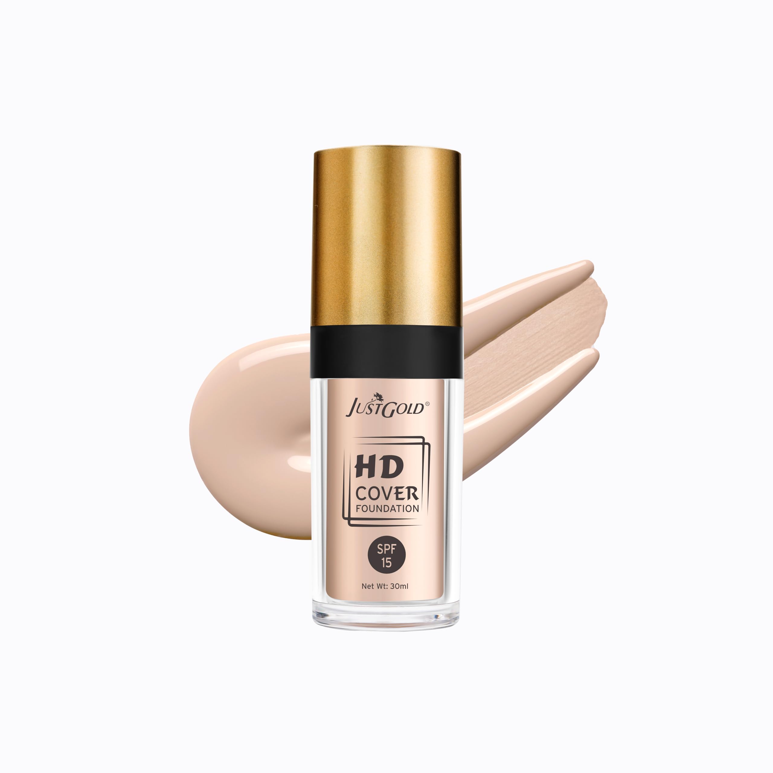 JustGold HD Full Coverage Foundation with SPF 15 Lightweight Easy to Blend For All Skin Types (2, 30 ML)-image-24