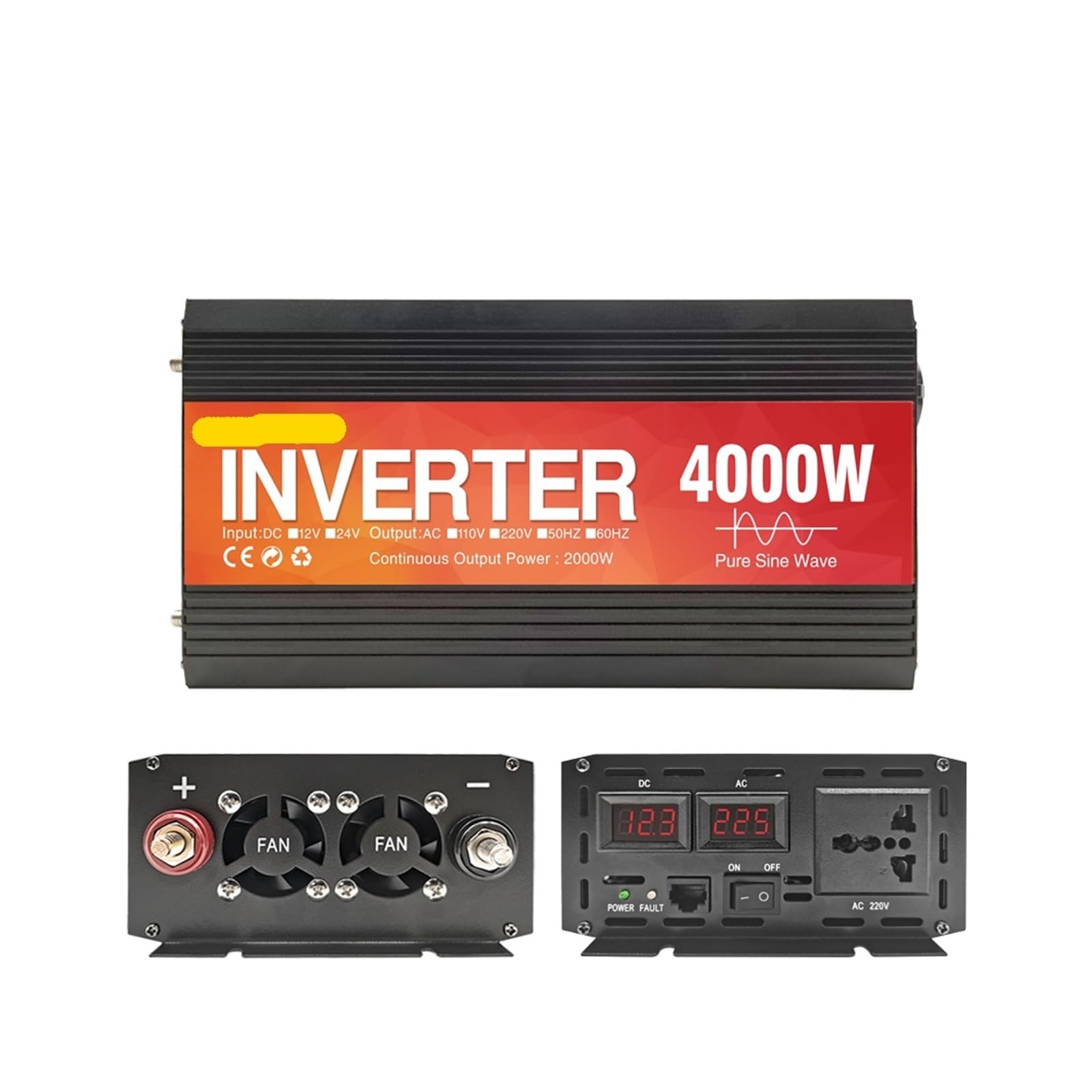 Onduleur solaire pur sinus 12V 220V 4000W pour éviter les pannes de courant