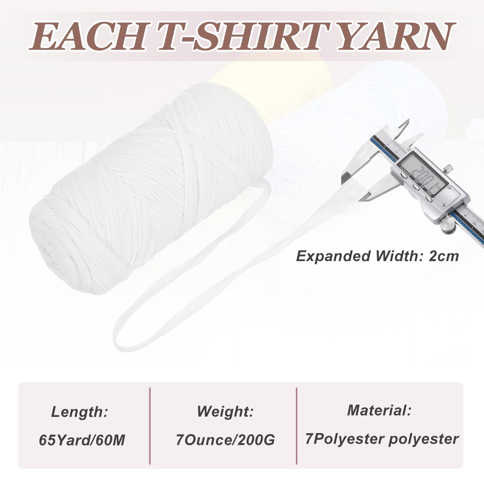 PATIKIL T-Shirt Yarn for Crocheting with 1 Crochet Hook - Image 2