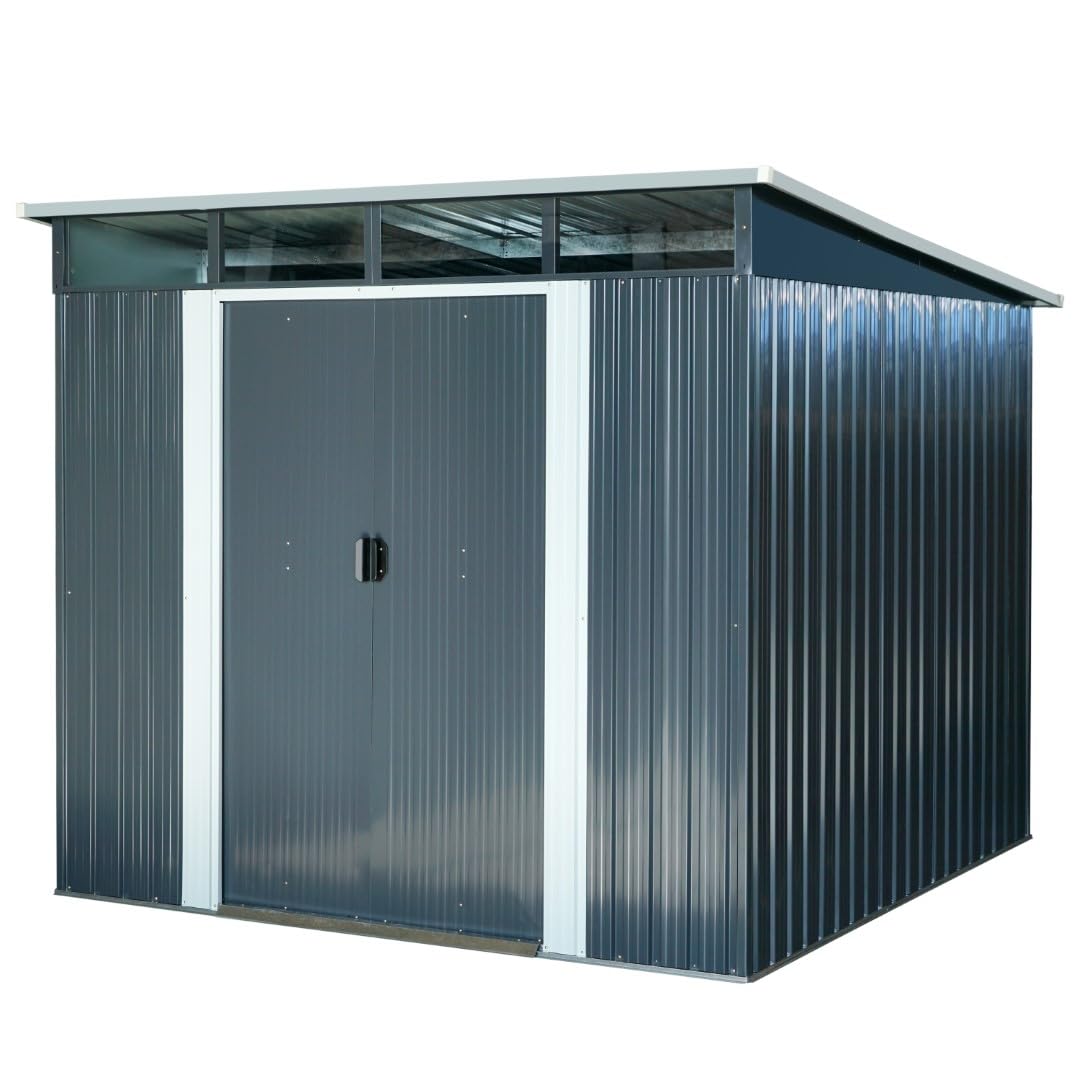 ALEOS. Metall Gartenhaus Geräteschuppen 5,6m² 239 cm x236 cm x202cm (BxTxH)