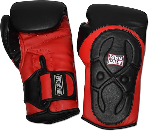 Guantes de boxeo de entrenamiento estilo Muay Thai, color rojo/negro, 16 onzas