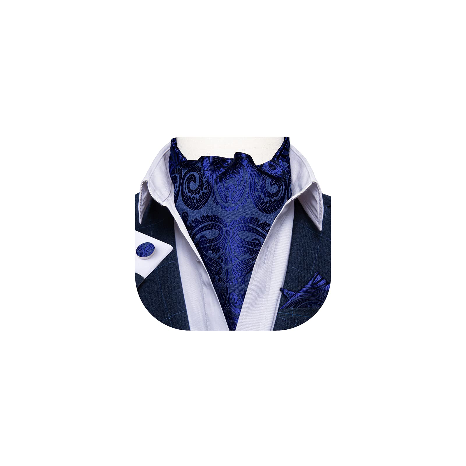 DiBanGu Jacquard Woven Ascot Silk Cravat Set for Men Wedding