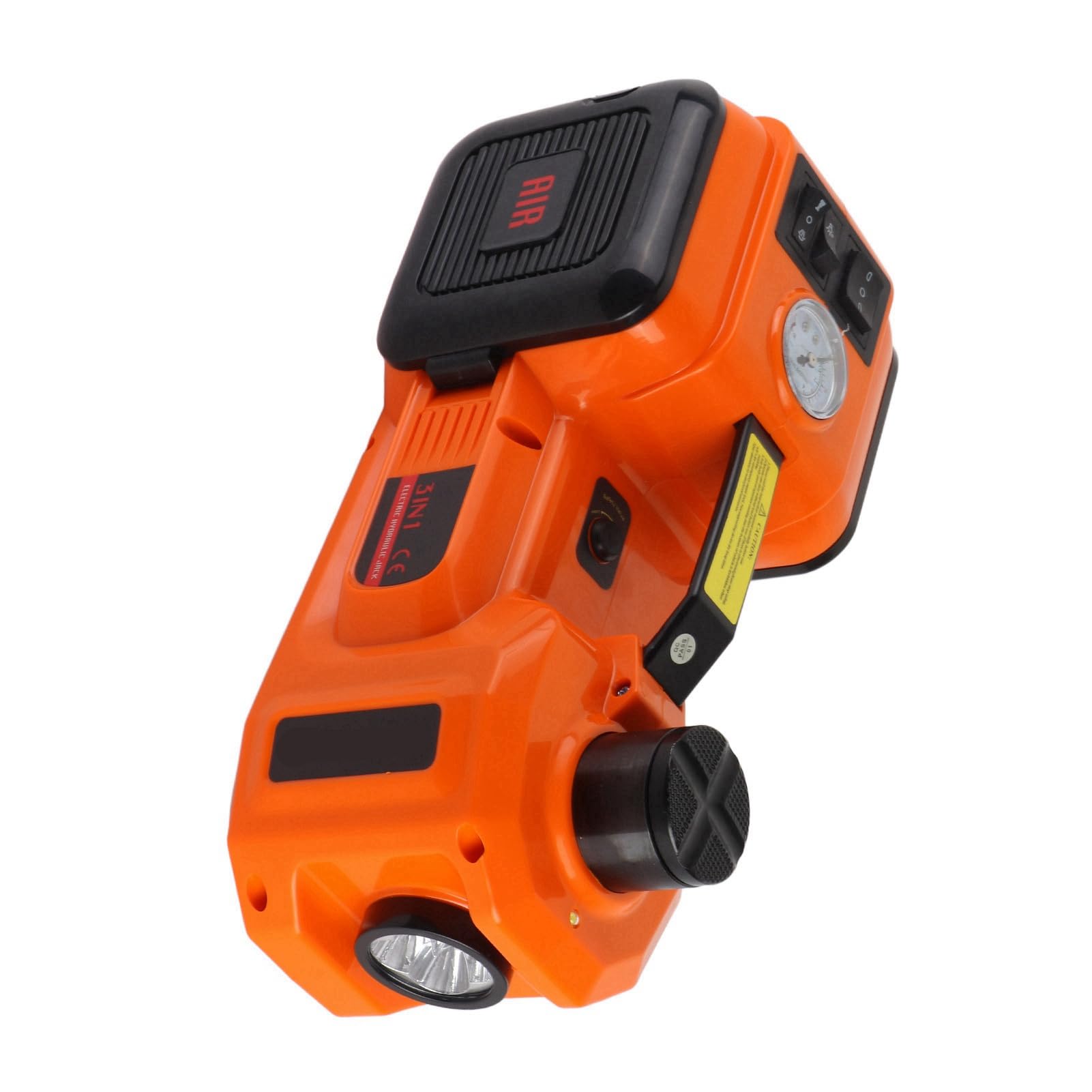 FTVOGUE Cric Idraulico Elettrico 5T, Martinetto Elettrico in Metallo con Chiave a Percussione 12V e Compressore d'aria per Pneumatici di Emergenza
