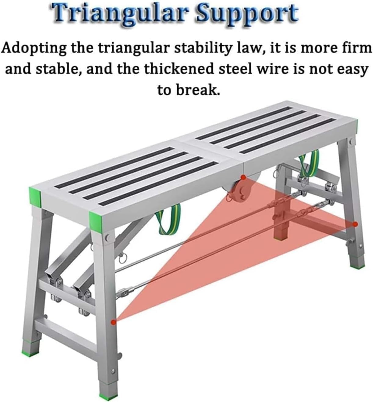 Portable Folding Work Platform, Adjustable Work Platform, Folding Steel Ladder, Multipurpose Scaffolding Ladder, Maximum Load 800 Lbs