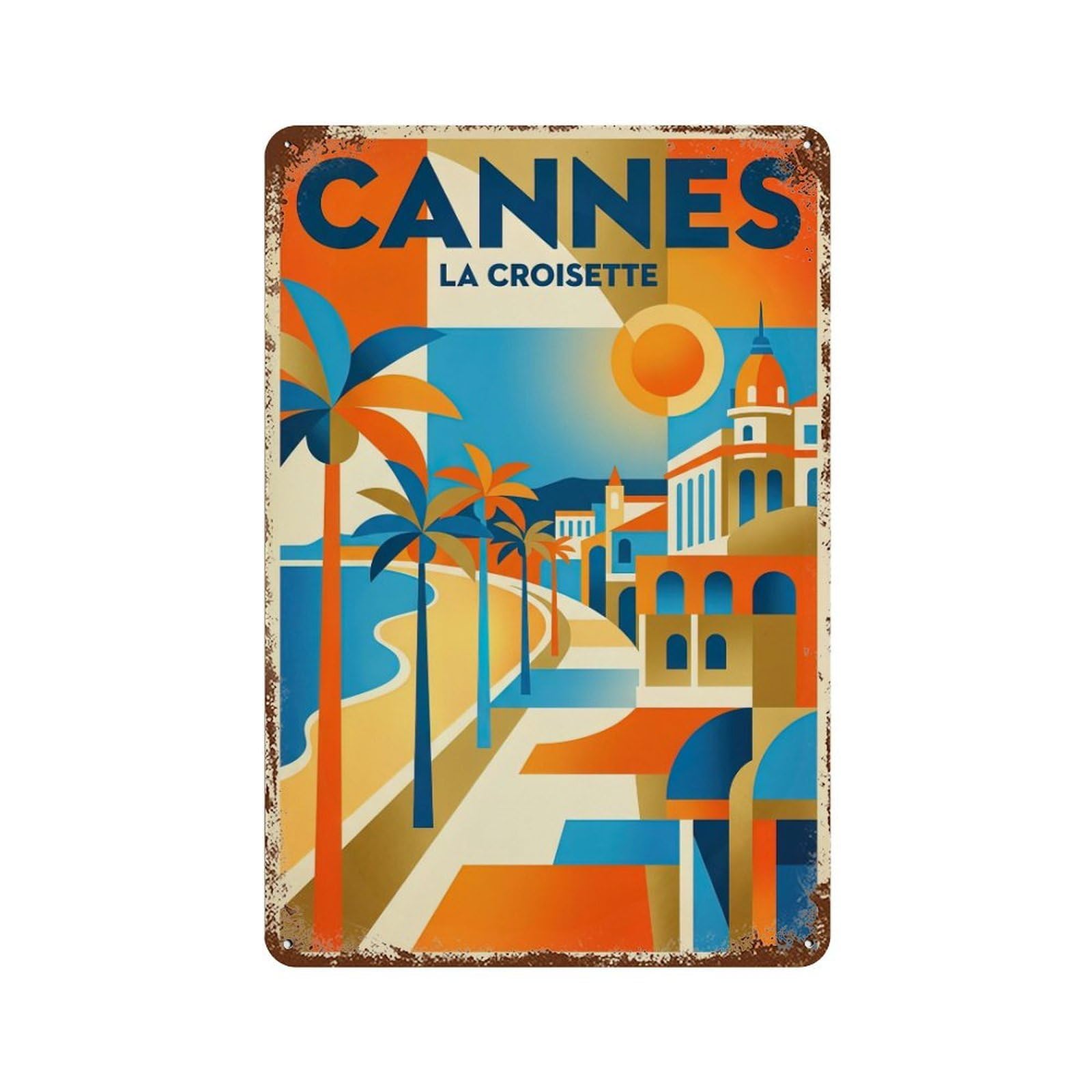 Travel Vintage France Cannes Metal Tin Sign