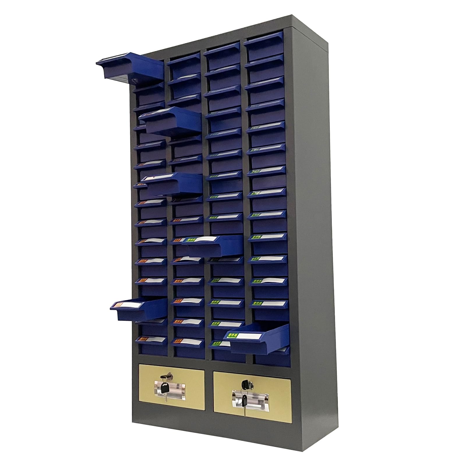 LGXEnzhuo 60 Drawers Part Cabinet Nut and Bolt Organizer Bolt Bin Cabinet Small Metal Parts Organizer Bolts Screw Storage with Two Lockable Large Drawers