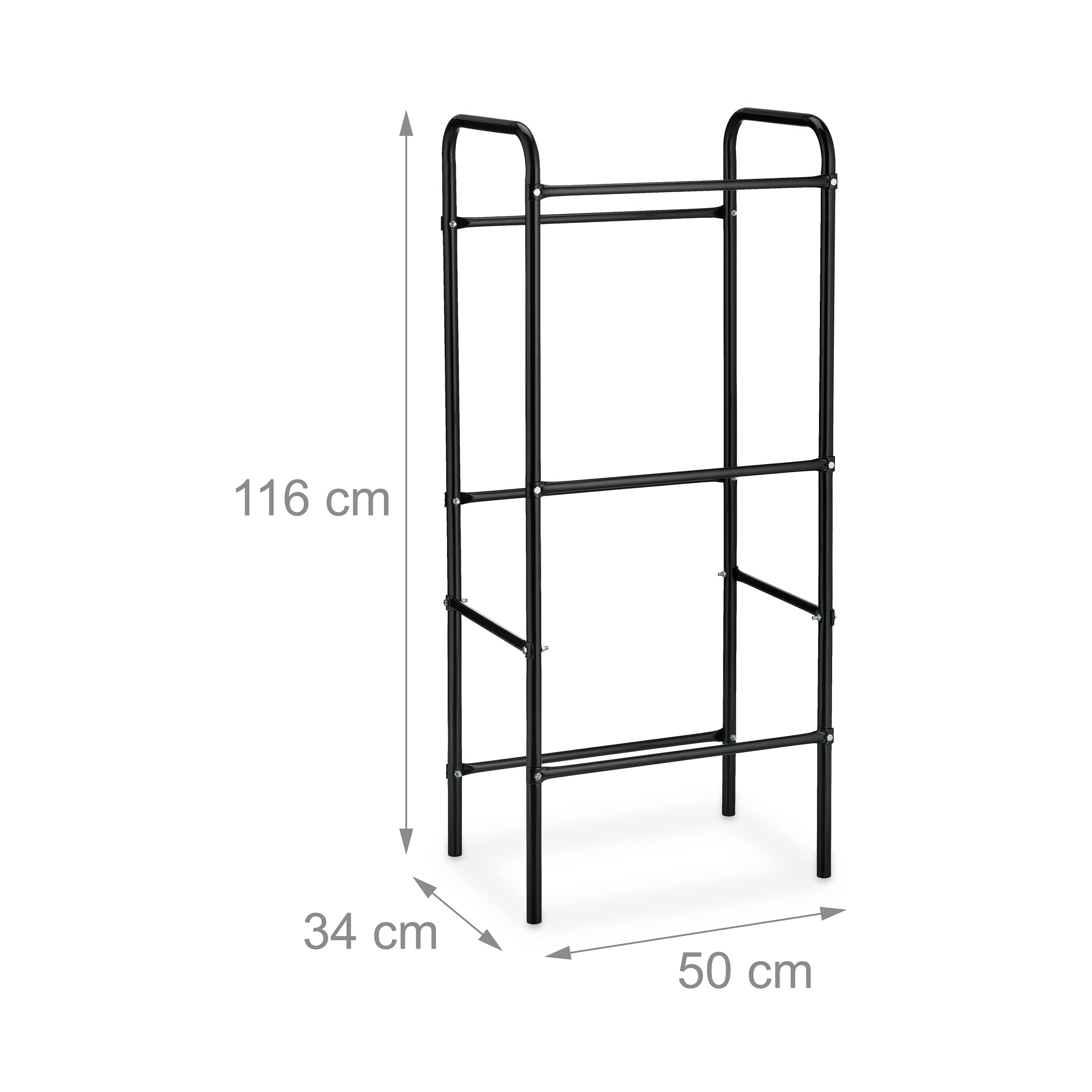 Relaxdays Rangement caisses de Boissons, HxLxP: 116 x 50 x 34 cm, étagères pour 3 bacs, Acier, Support, Noir