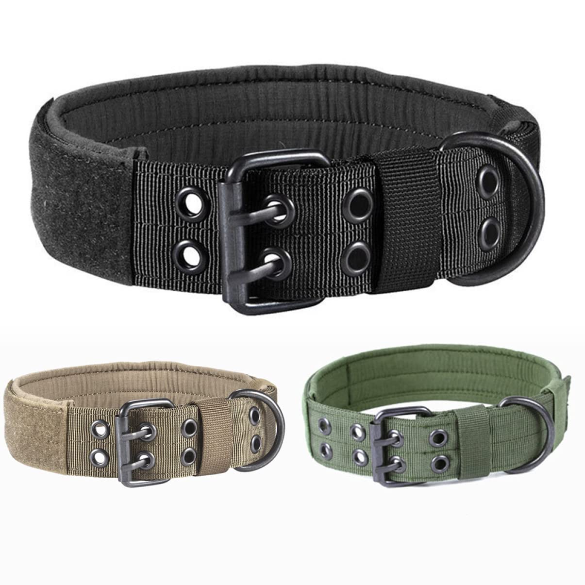 POPETPOP 3 Pezzi Collare per Cani in Nylon con Fibbia in Metallo Resistente per Cani di Piccola E Taglia Nero con Attacco per Targhetta Identificativa