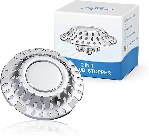 Tapón de drenaje de bañera 2 en 1, tapón eficaz para bañera con diseño de filtración doble, tapón de drenaje de bañera antiobstrucción para zapatos
