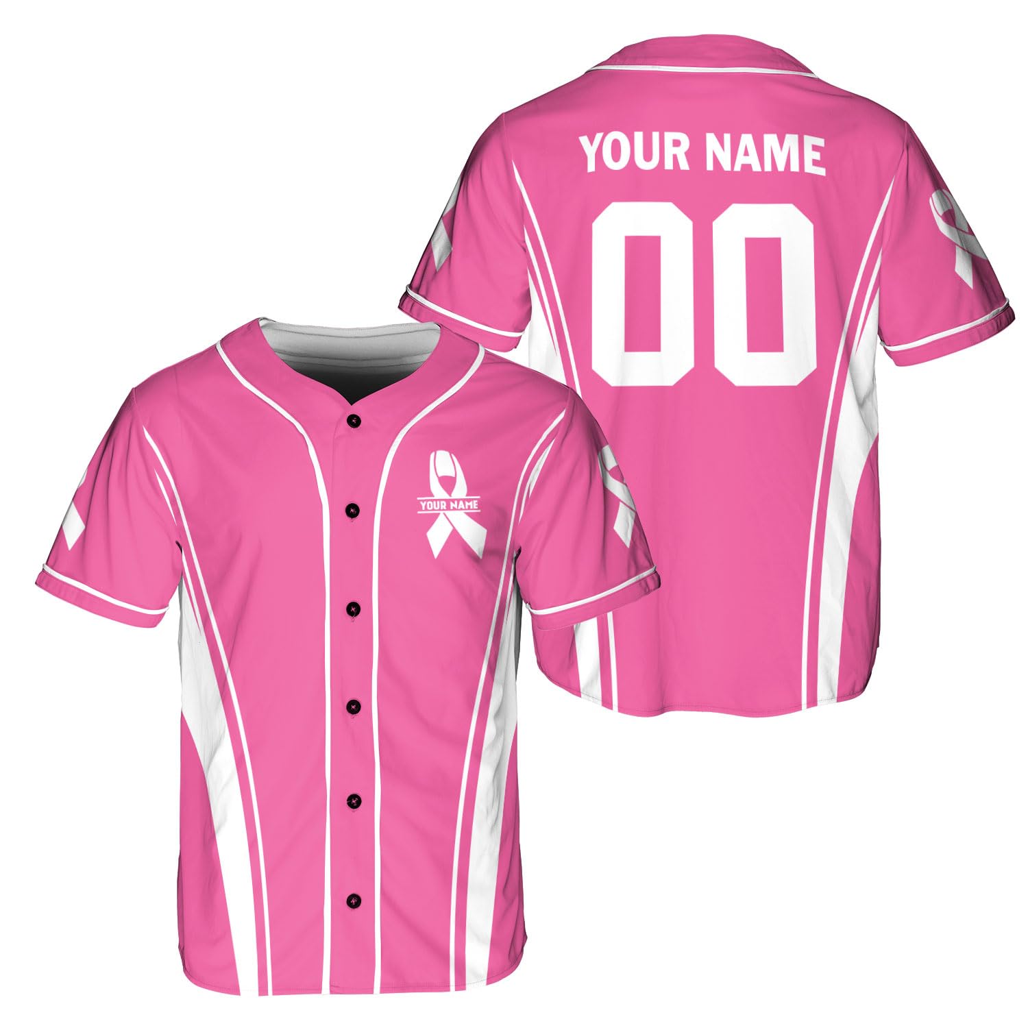 Podagree Personalized Breast Cancer Jersey, Pink Ribbon Awareness Soccer Shirt Baseball Breast Cancer Survivor Pride Jersey (BC8)