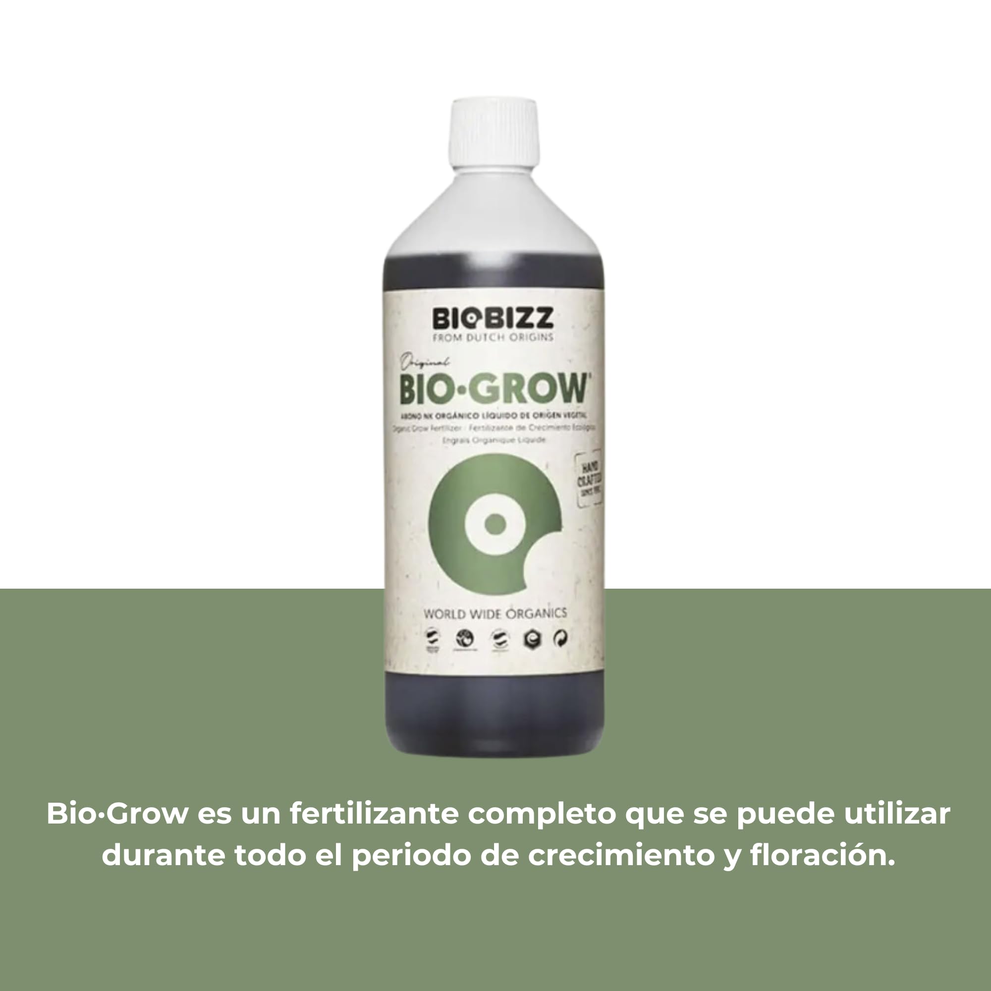 GROWMANIA Fertilizante Bio Bloom y Bio Grow Biobizz 1L + Muestra Boost Up de Up Nutrients + Vaso Medidor | Abono Líquido para Plantas y Cultivos | Estimulación Crecimiento