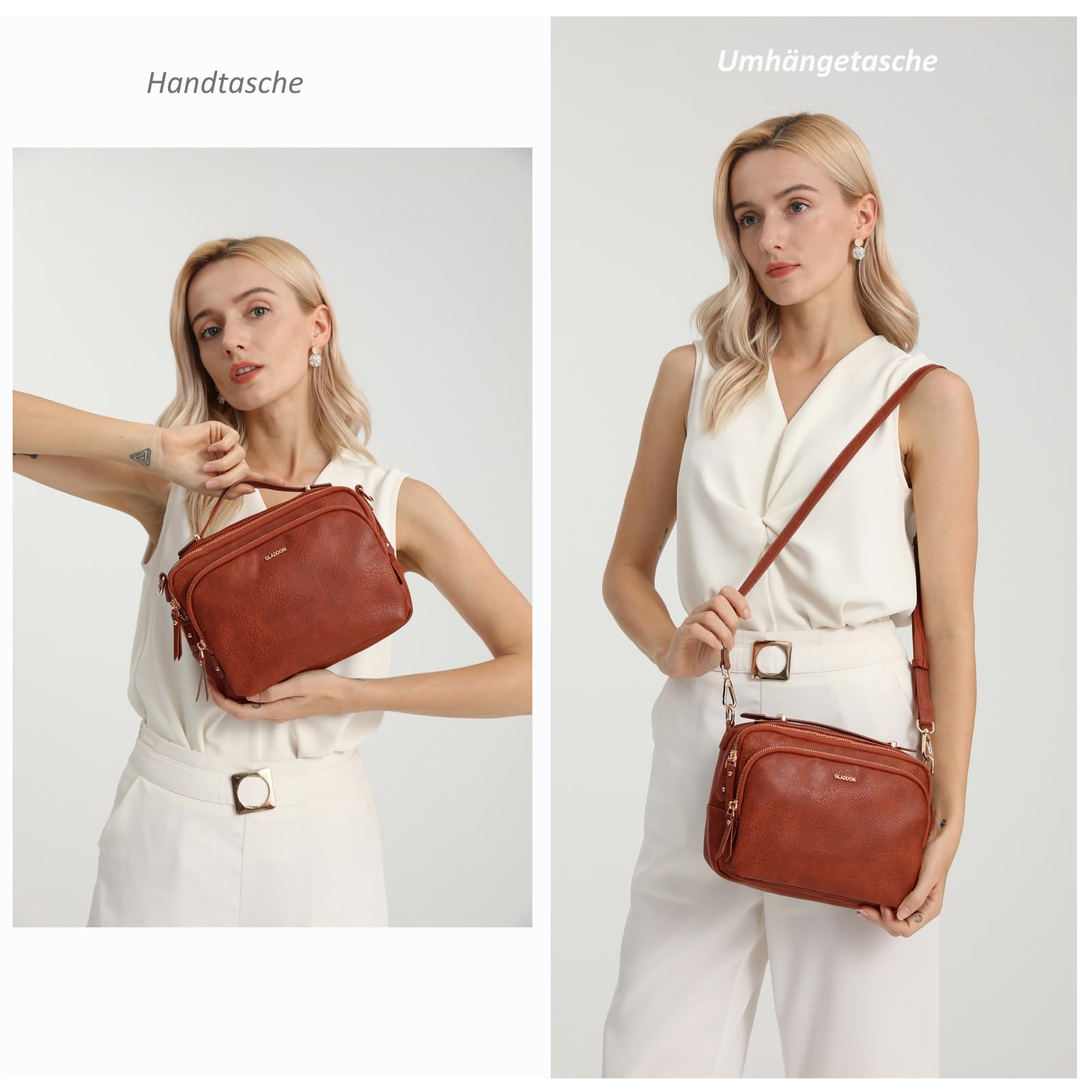 Gladdon Borse a tracolla da donna, piccole borse a tracolla con tasche multiple, pelle PU, cerniera, borsa a tracolla alla moda con tracolla regolabile e rimovibile, piccola