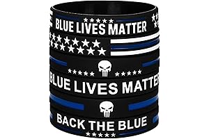Sainstone 12-Pack Police Blue Lives Matter Thin Blue Line American Flag Bracelets...